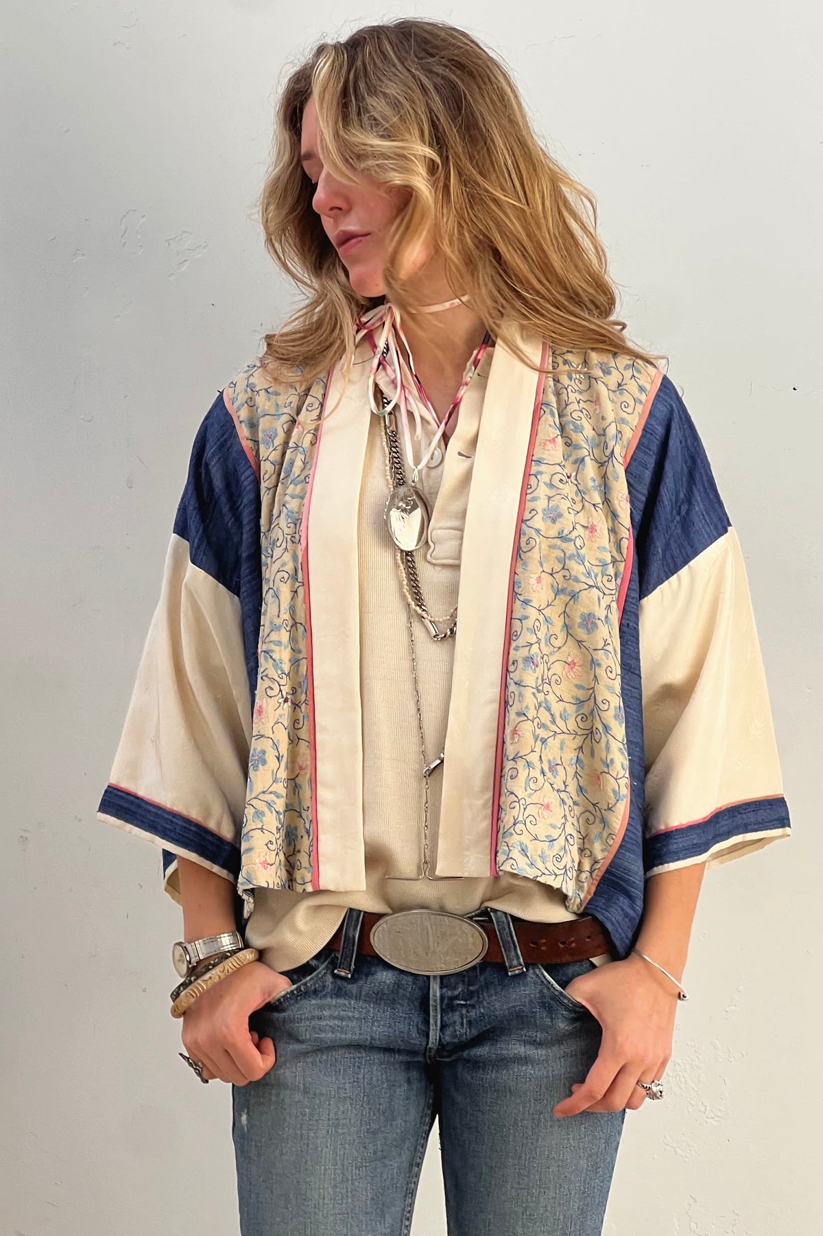 Kimono Patchwork 1980s Demi Remade Silk Vintage