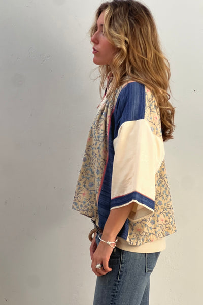 Kimono Patchwork 1980s Demi Remade Silk Vintage