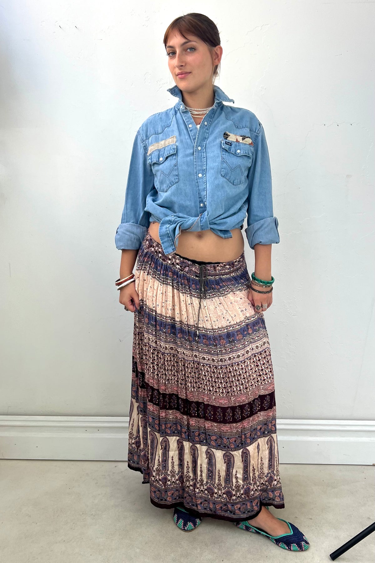 Vintage Silky Drawstring Skirt