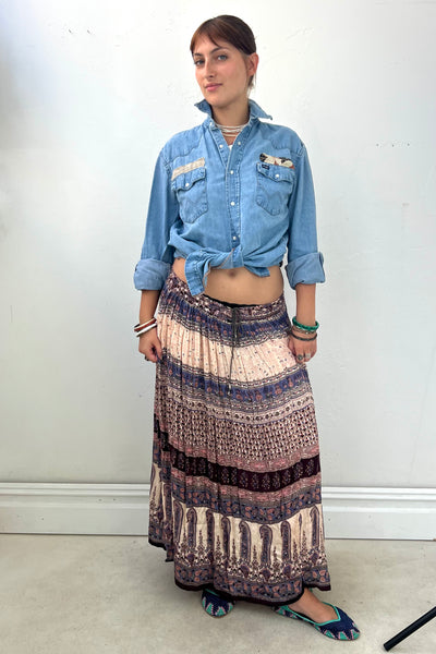 Vintage Silky Drawstring Skirt