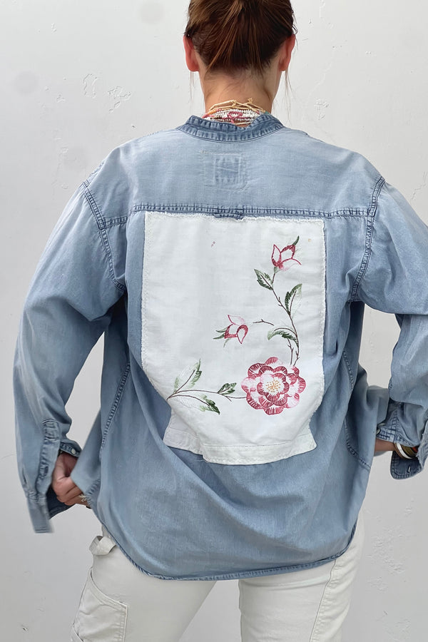 Anna Corinna Reworked Vintage Rose Chambray Top