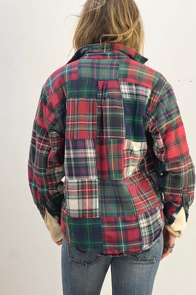 J Crew Flannel Patchwork 1980s Quilted Button Down Vintage