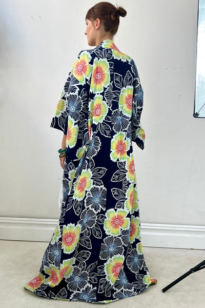 Vintage Kimono Flowers Cotton, view 2