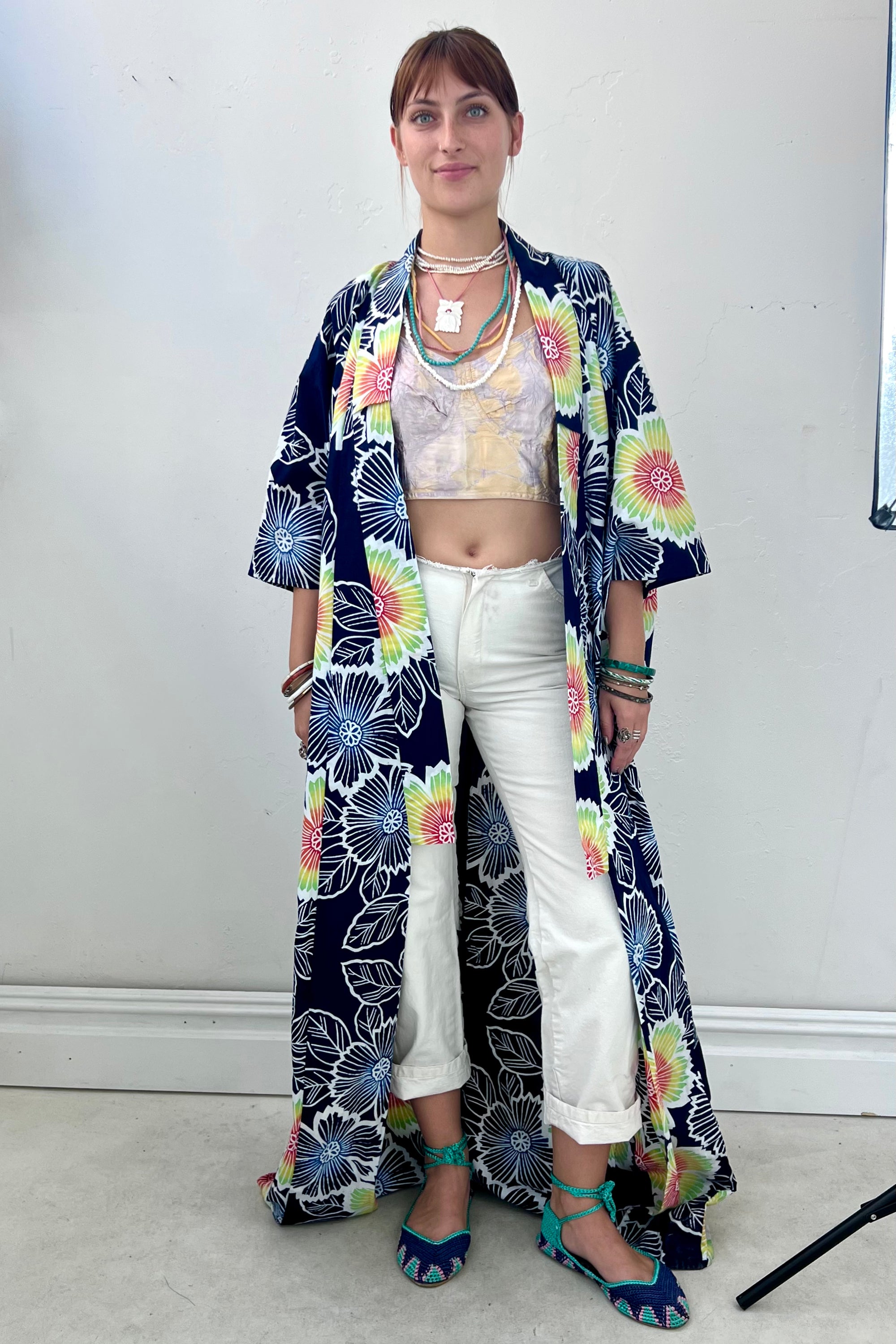 Vintage Kimono Flowers Cotton