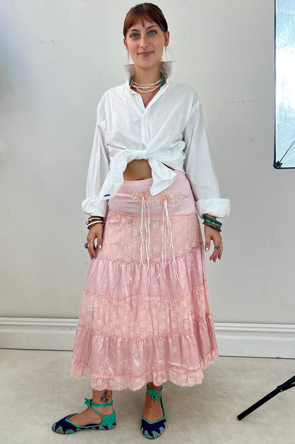 Vintage Silky Tiered Skirt
