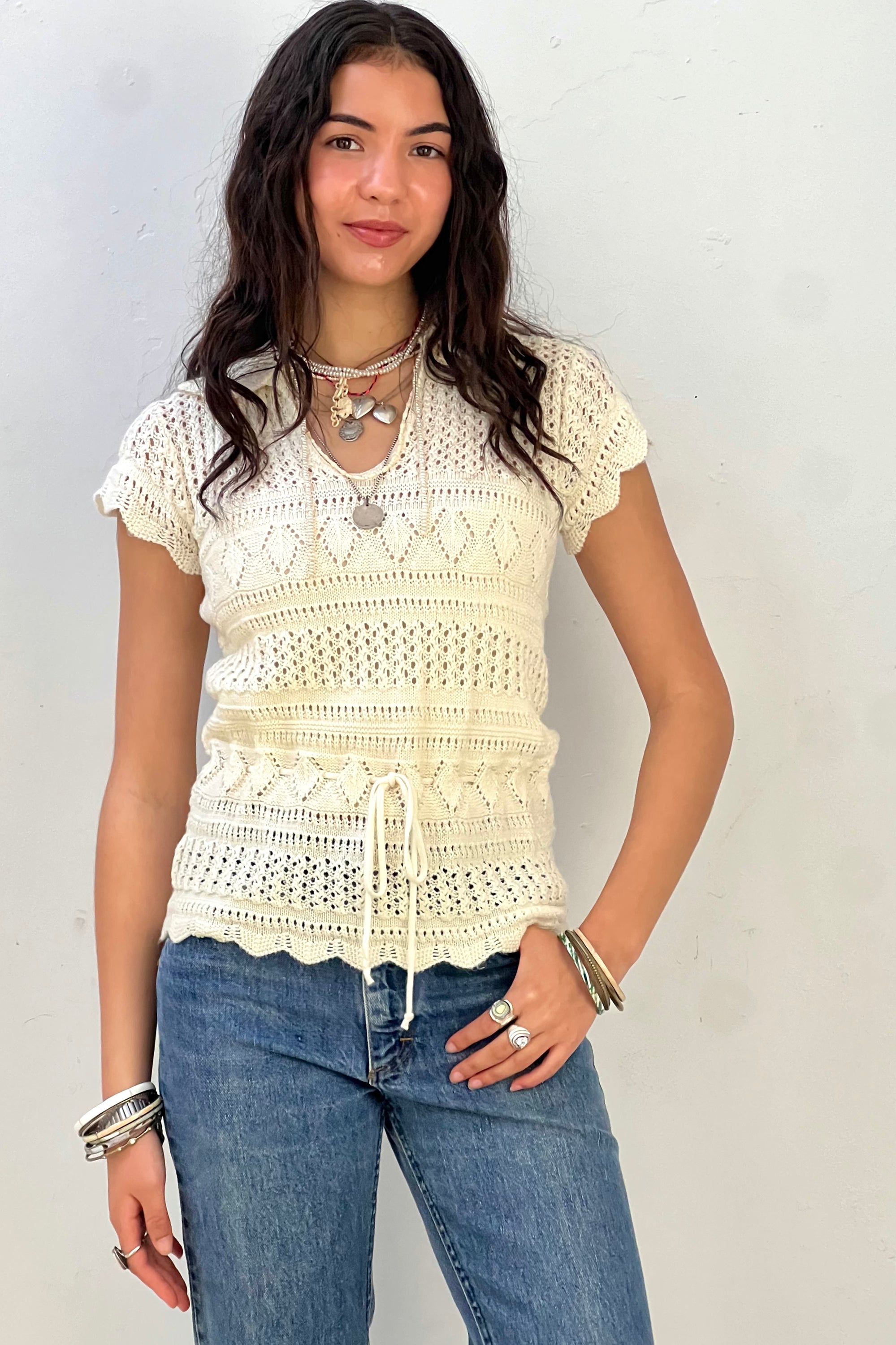 Vintage Ivory Knit Top Selected by Anna Corinna