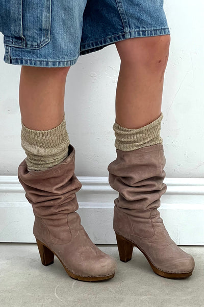Vintage Clog Boots Dusty Rose Leather