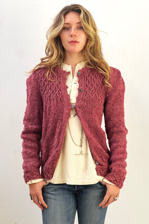 Sweater Wool 1980s Hand Knit Cardigan Vintage