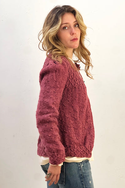 Sweater Wool 1980s Hand Knit Cardigan Vintage