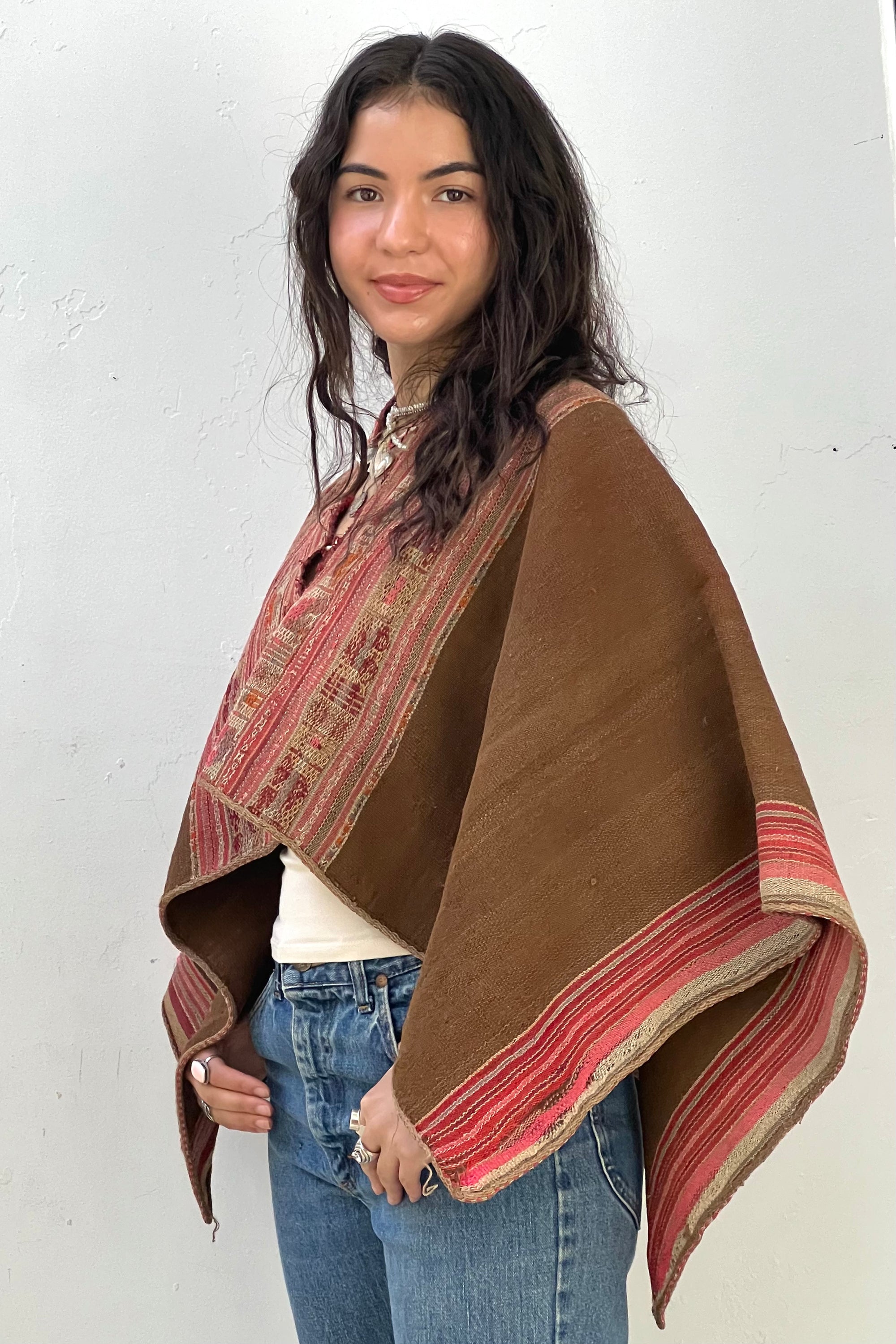 Anna Corinna Reworked Vintage Hand Woven Wool Poncho Top