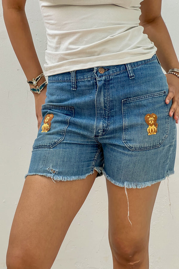 Vintage Wrangler Lions Denim Shorts, Cotton