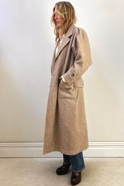Coat Herringbone Wool 90s Amazing Maxi Vintage
