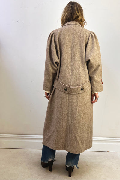 Coat Herringbone Wool 90s Amazing Maxi Vintage