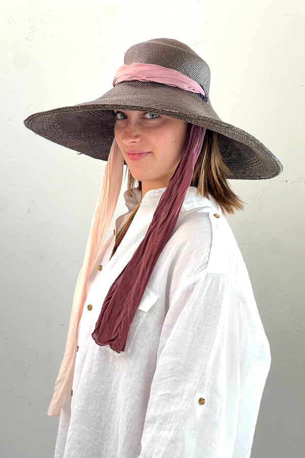 Anna Corinna Reworked Vintage Maxi Hat and Silk Tie