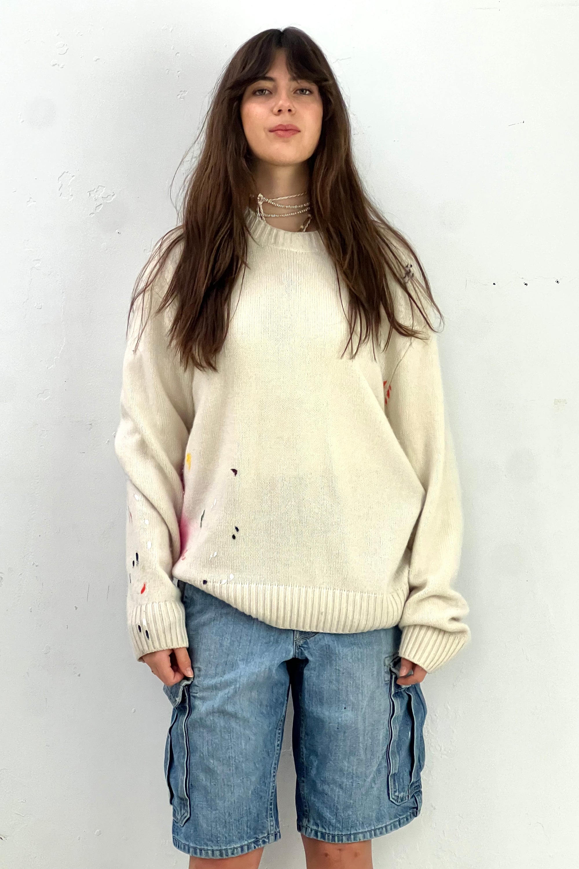 Vintage Cashmere Frame Painted  Sweater Selected by Anna Corinna