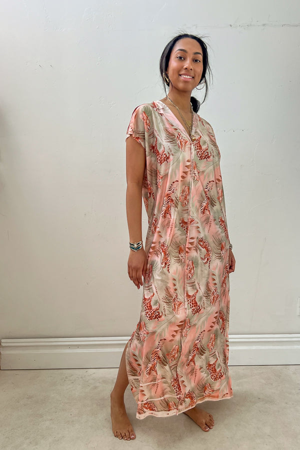Anna Corinna Reworked Vintage Silky Leopards Smock Dress, Poly