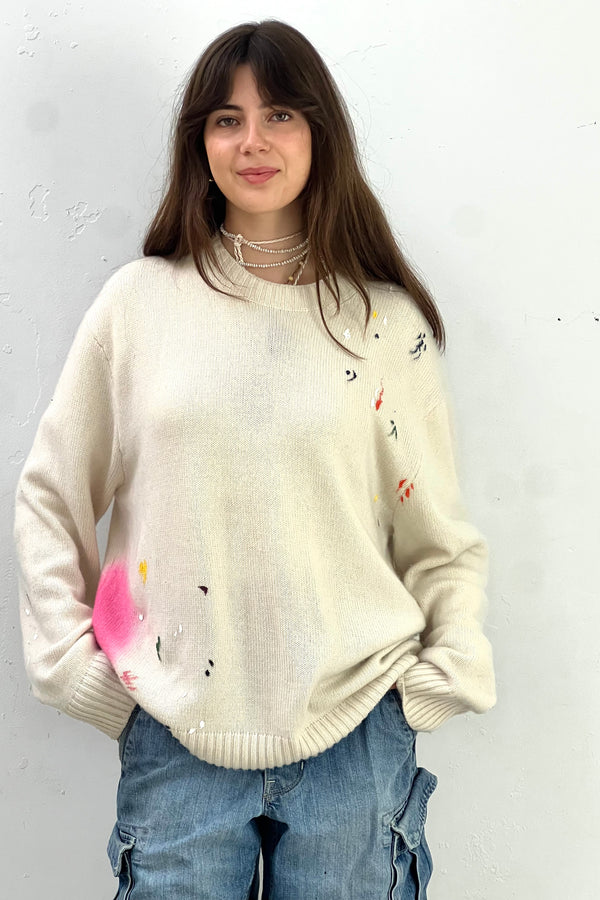 Vintage Cashmere Frame Painted Sweater, Cashmere