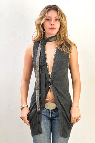 Robert Rodriguez Cashmere 2000s Beaded Cardigan Vest Vintage