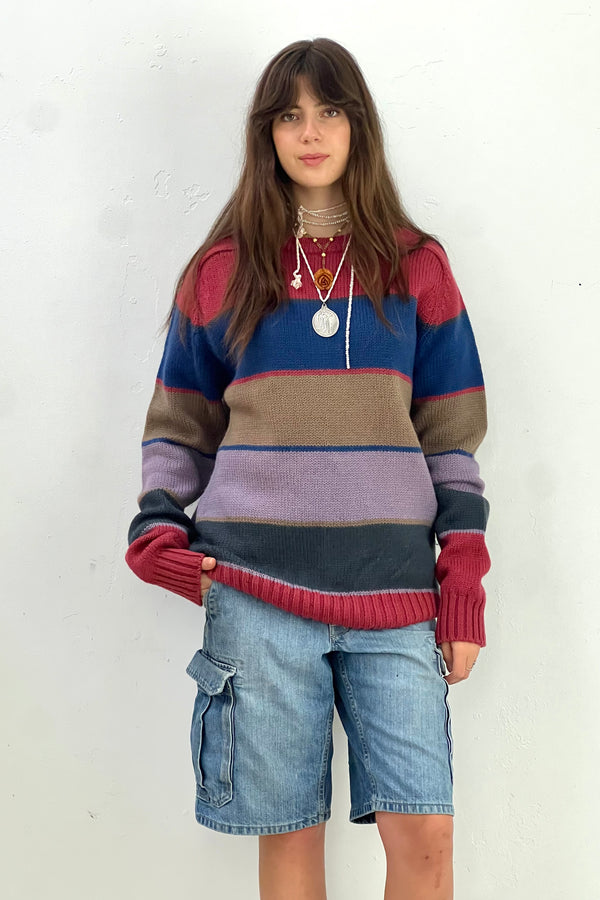 Vintage Wool Lands End Stripe Sweater, Wool
