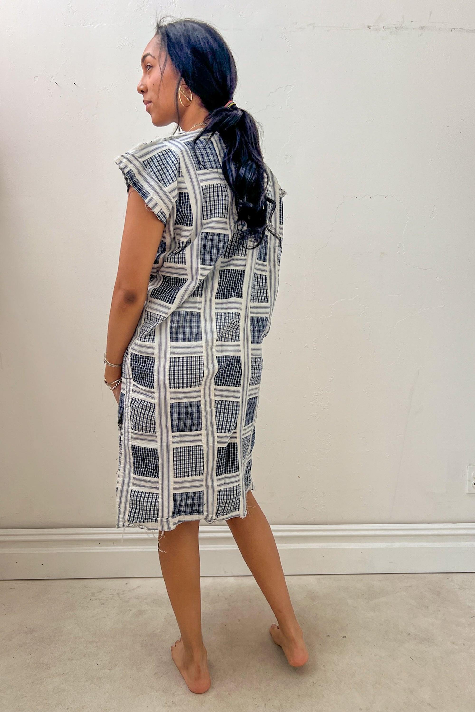 Anna Corinna Reworked Vintage Navy Quilt Smock Dress