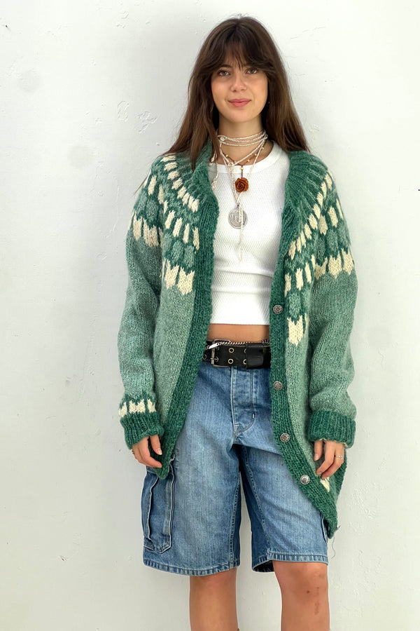 Vintage Knit Wool Fair Isle Cardigan, Wool