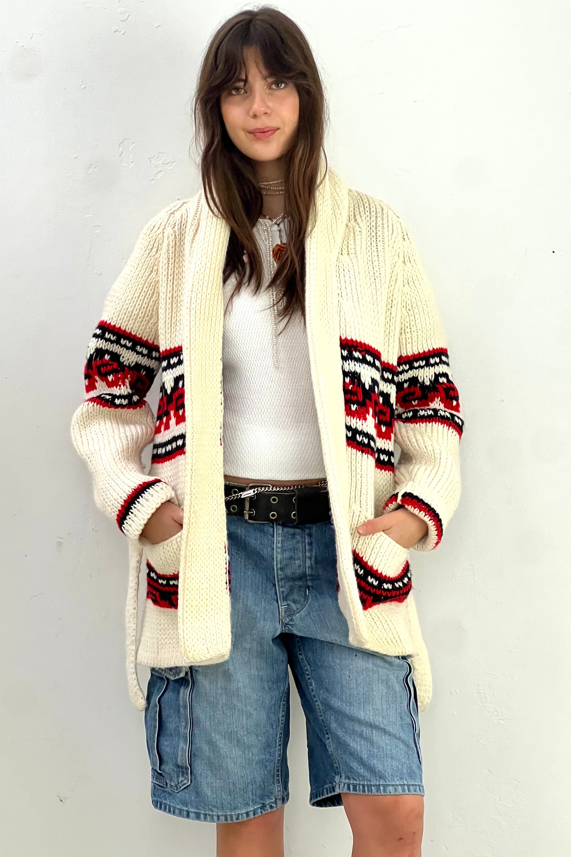 Vintage Hand Knit Belted Sweater Selected by Anna Corinna