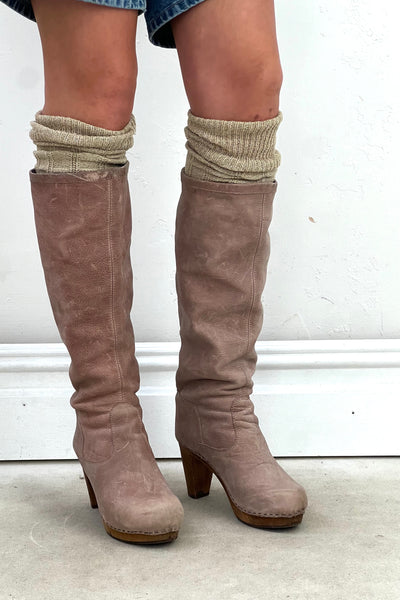 Vintage Clog Boots Dusty Rose Leather