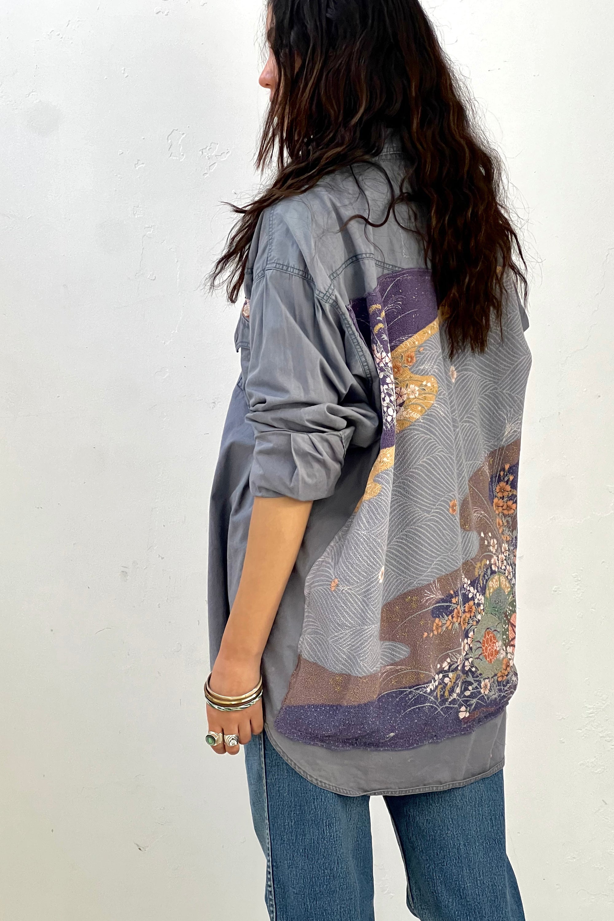 Anna Corinna Reworked Vintage Wrangler Snap Up Patch Shirt