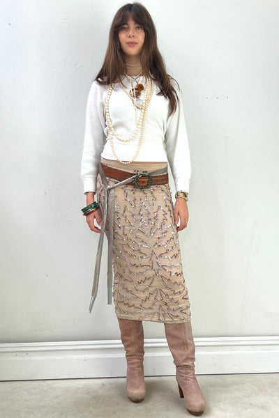 Vintage Chiffon and Sequin Skirt, Silk, view 4