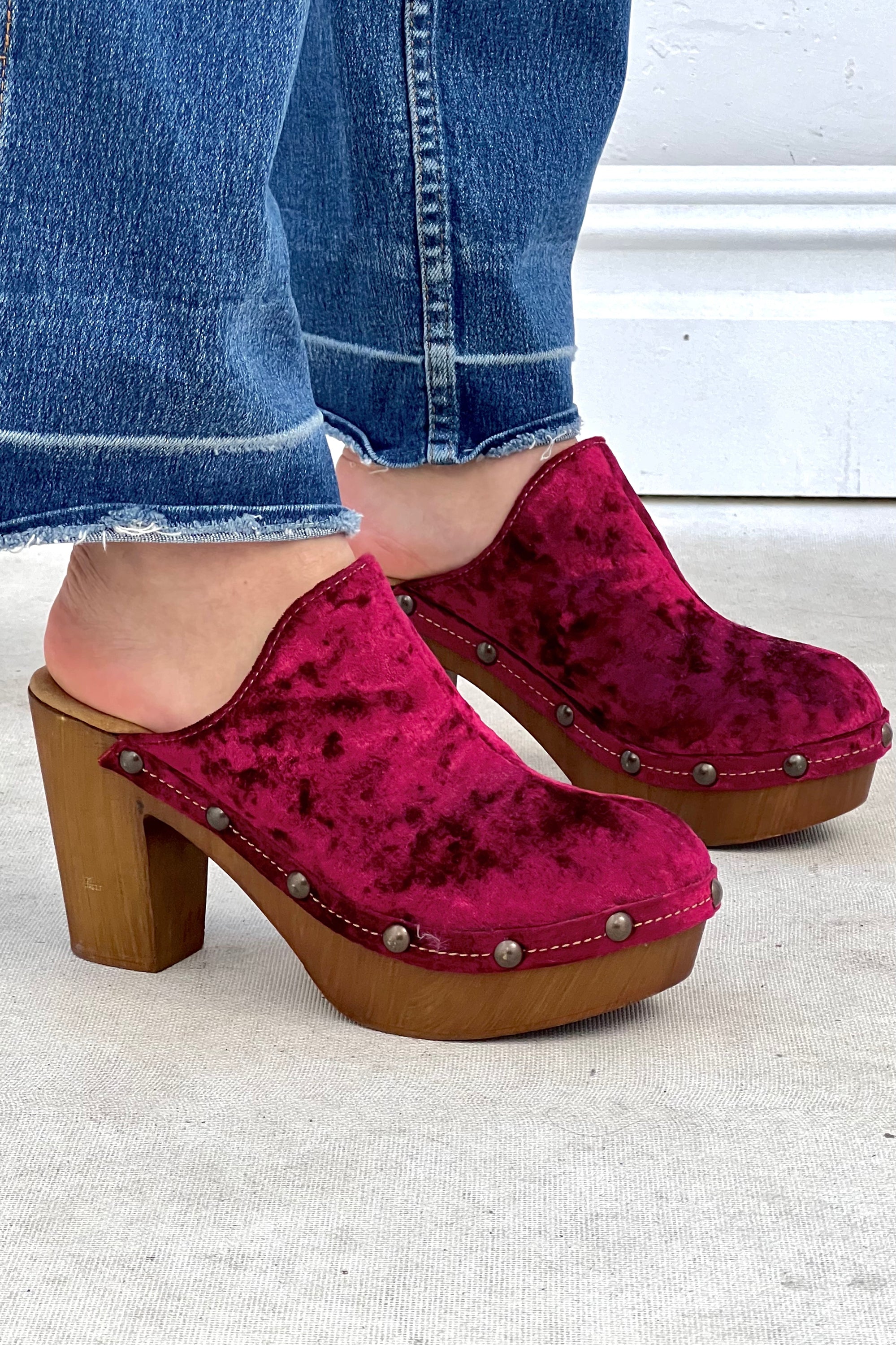 Vintage Velvet Platform Clogs Selected by Anna Corinna