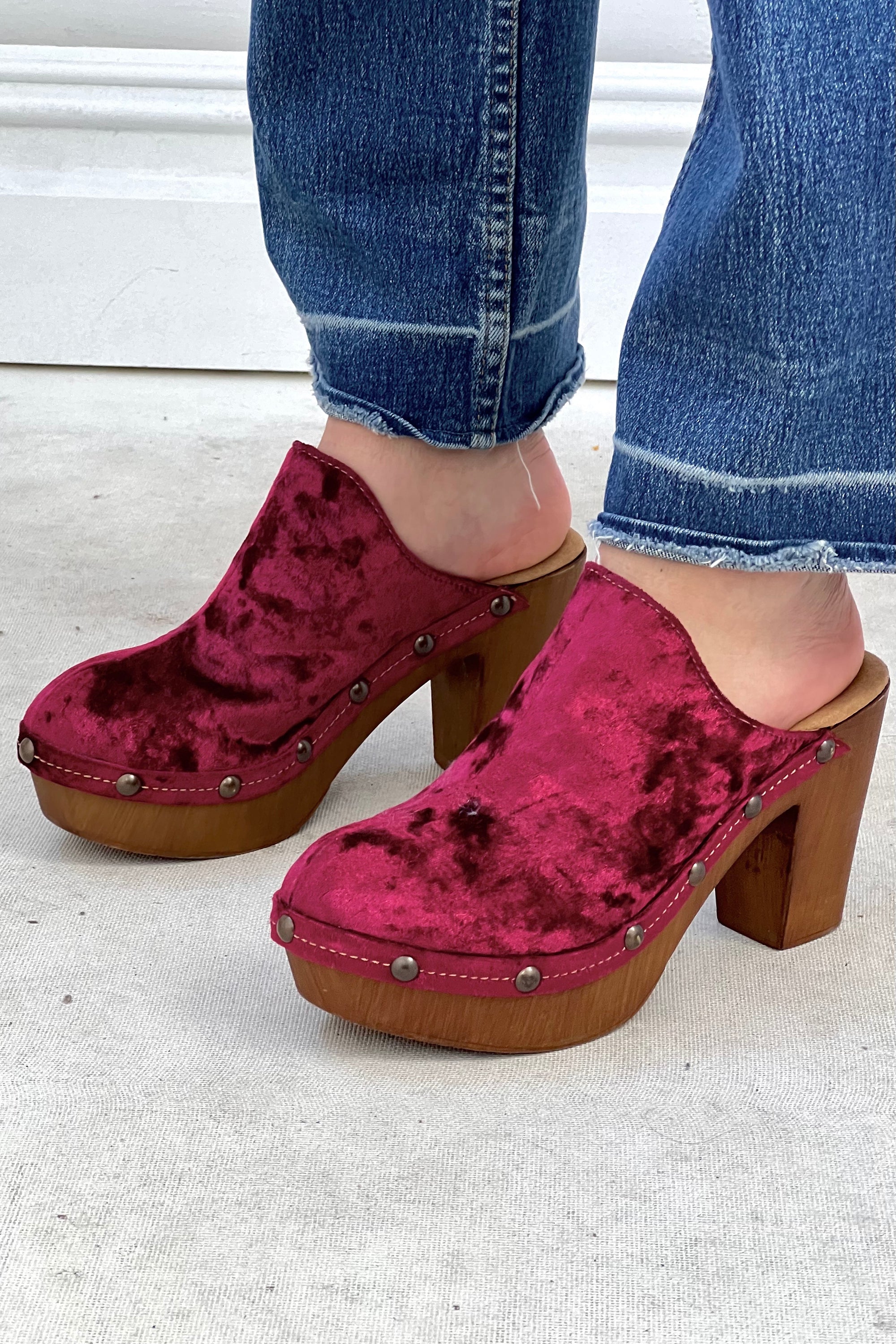 Vintage Velvet Platform Clogs Selected by Anna Corinna