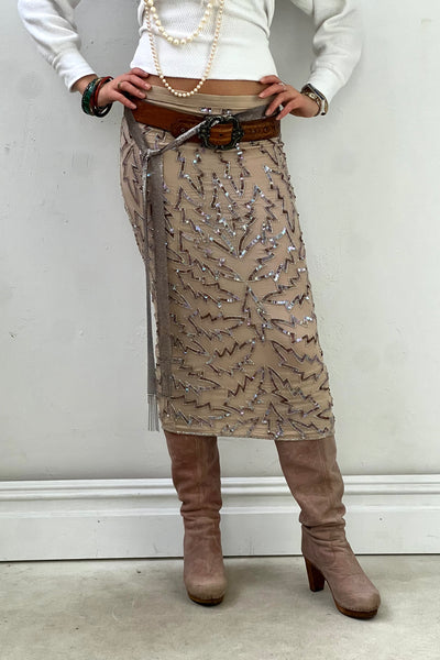 Vintage Chiffon and Sequin Skirt, Silk, view 2
