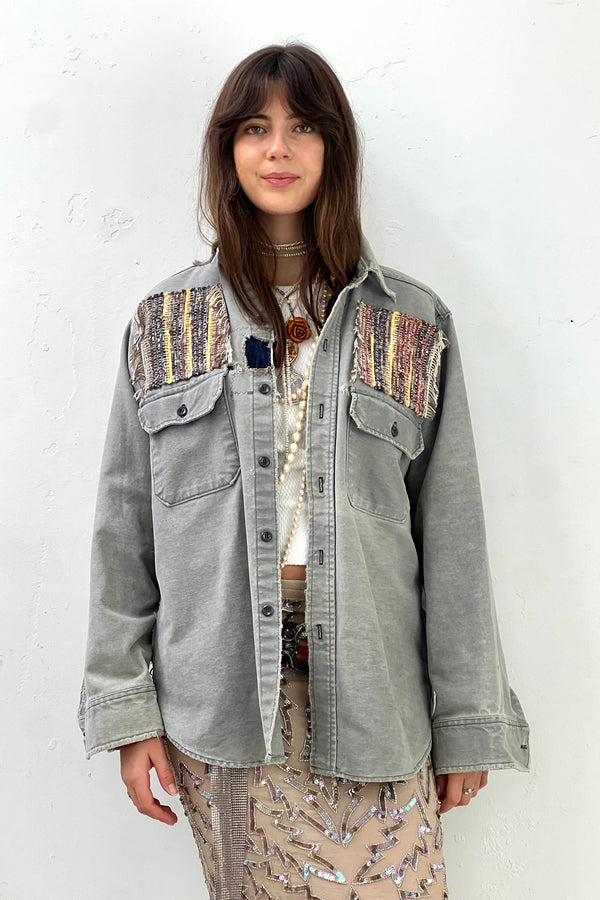 Anna Corinna Reworked Vintage Patched and Thrashed Combed Cotton Top, Cotton
