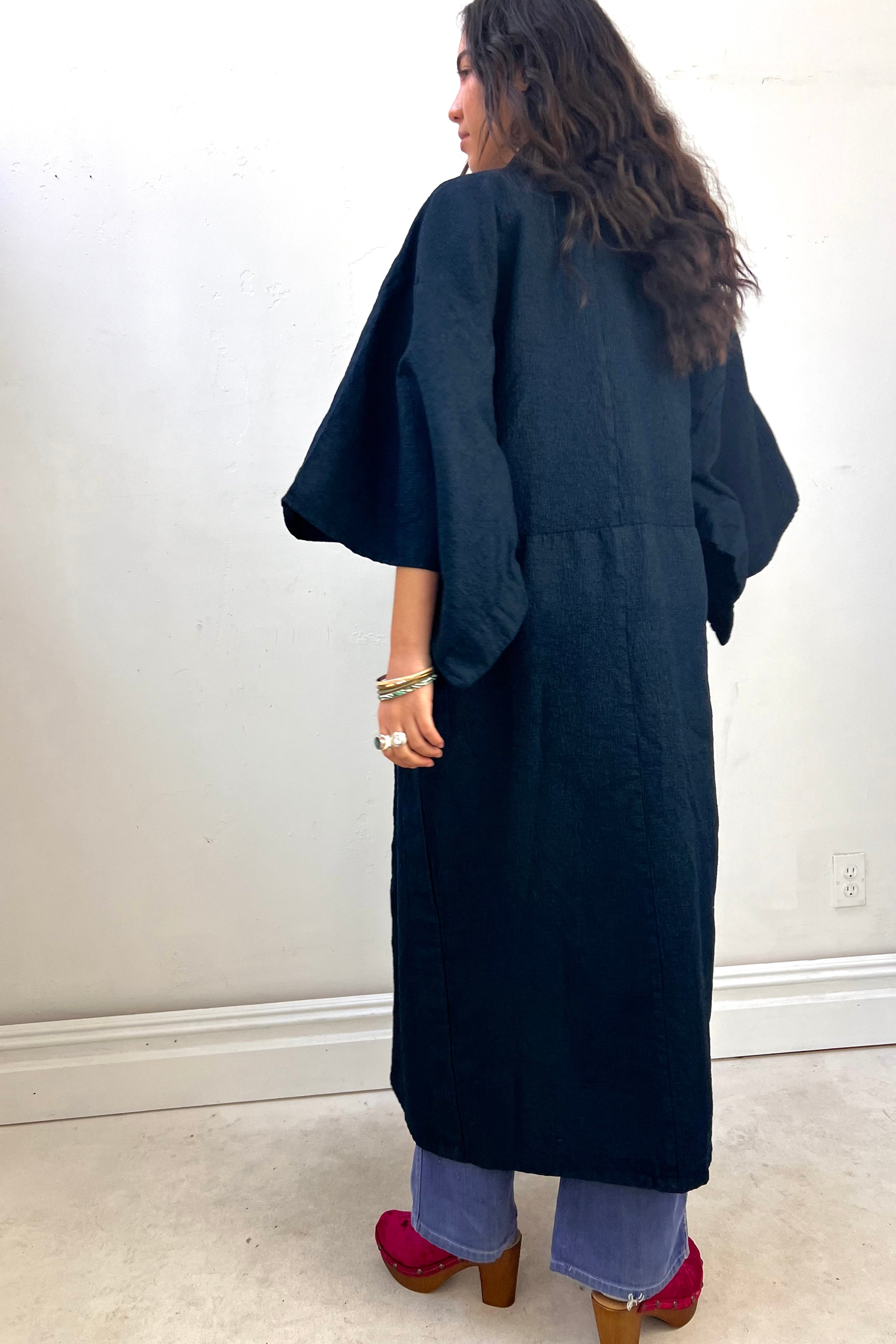 Vintage Heavy Indigo Silk Coat Kimono Selected by Anna Corinna