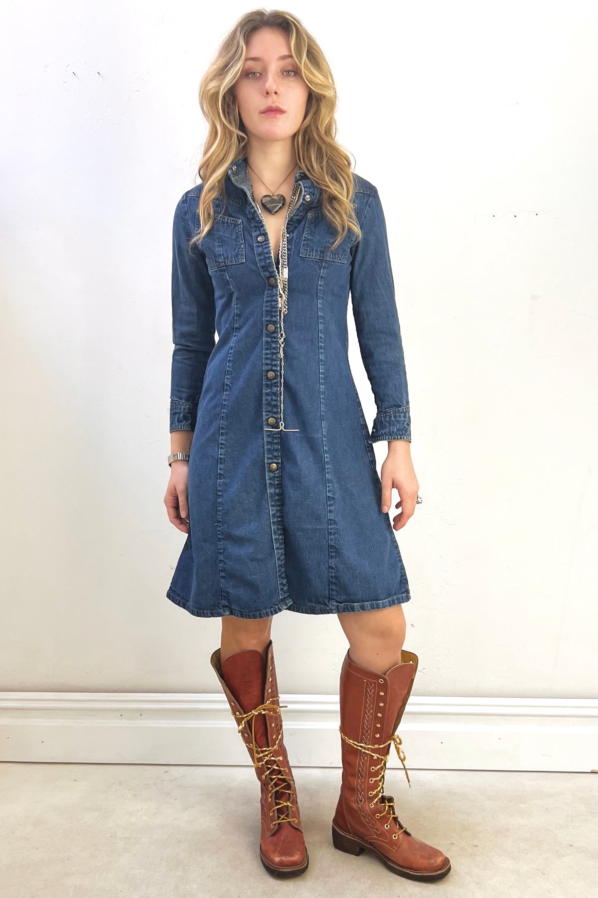 LandLubber Denim 1980s Snap Up Dress or Shirt Jacket Vintage