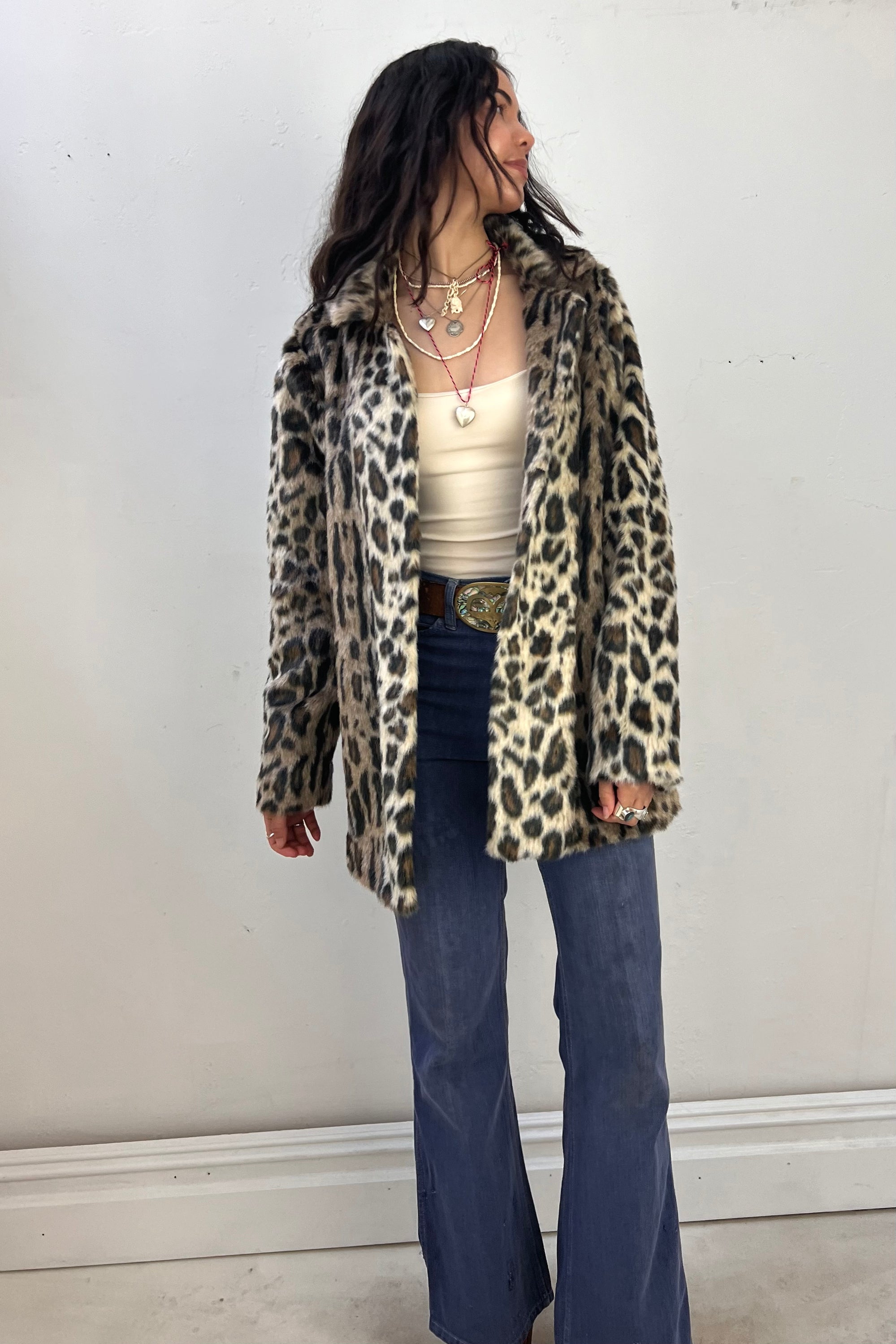 Vintage Faux Leopard Fur Coat Selected by Anna Corinna