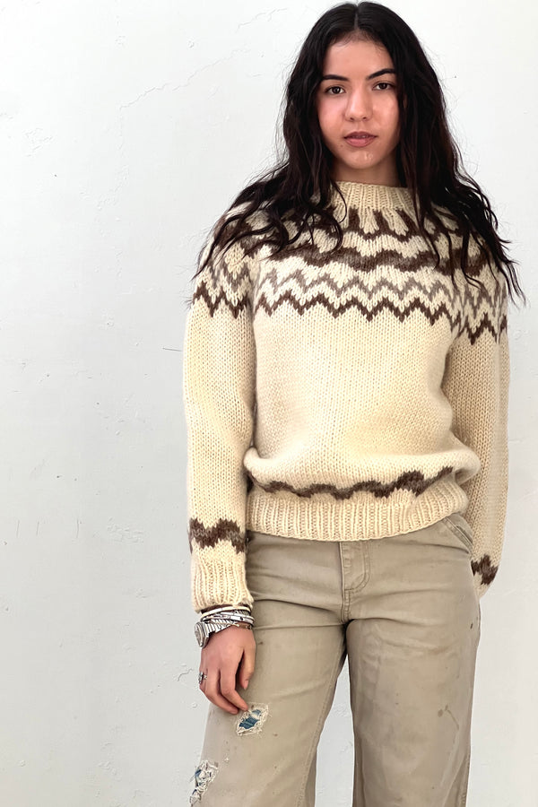 Vintage Icelandic Wool Fair Isle Sweater, Wool