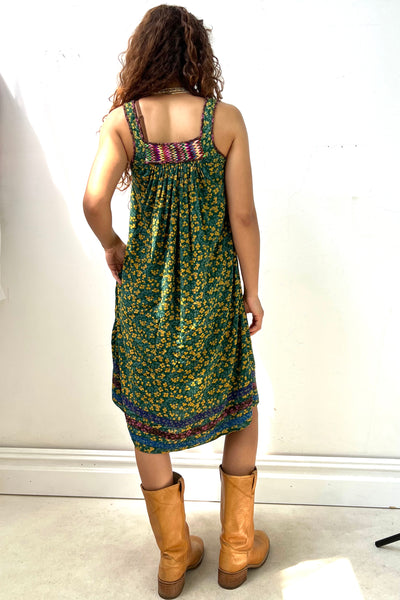 Vintage Printed Green Tank Dress, view 3