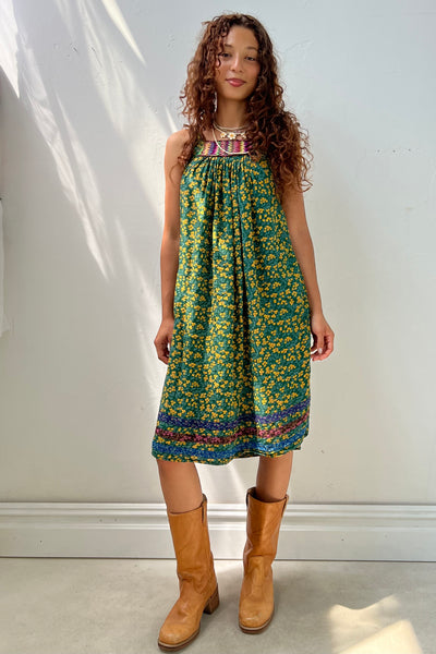 Vintage Printed Green Tank Dress, view 2