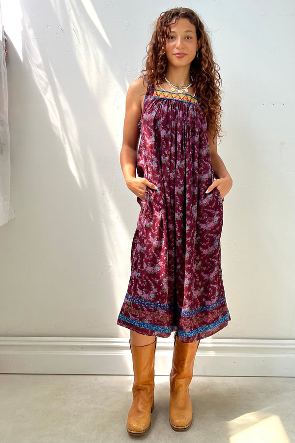 Vintage Printed Plum Tank Dress