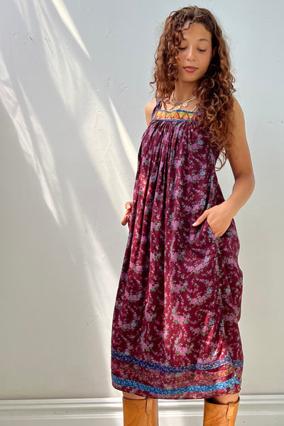 Vintage Printed Plum Tank Dress, view 2