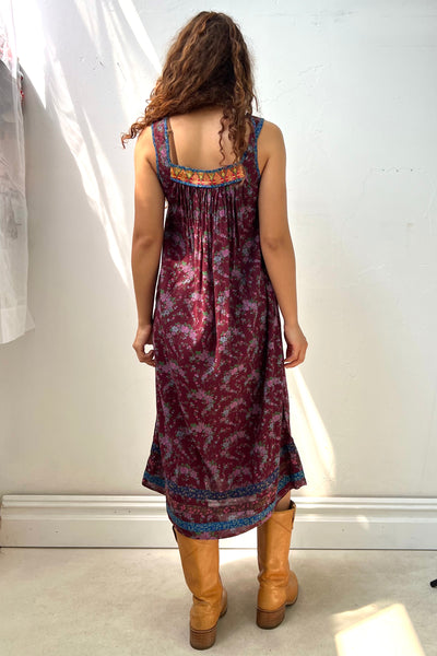 Vintage Printed Plum Tank Dress, view 3