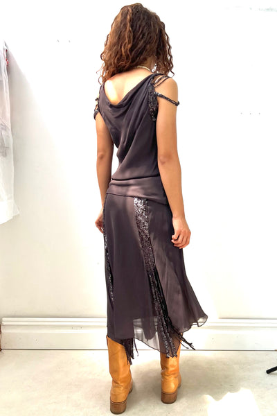 Two Piece Chiffon and Sequin 90s Set Vintage