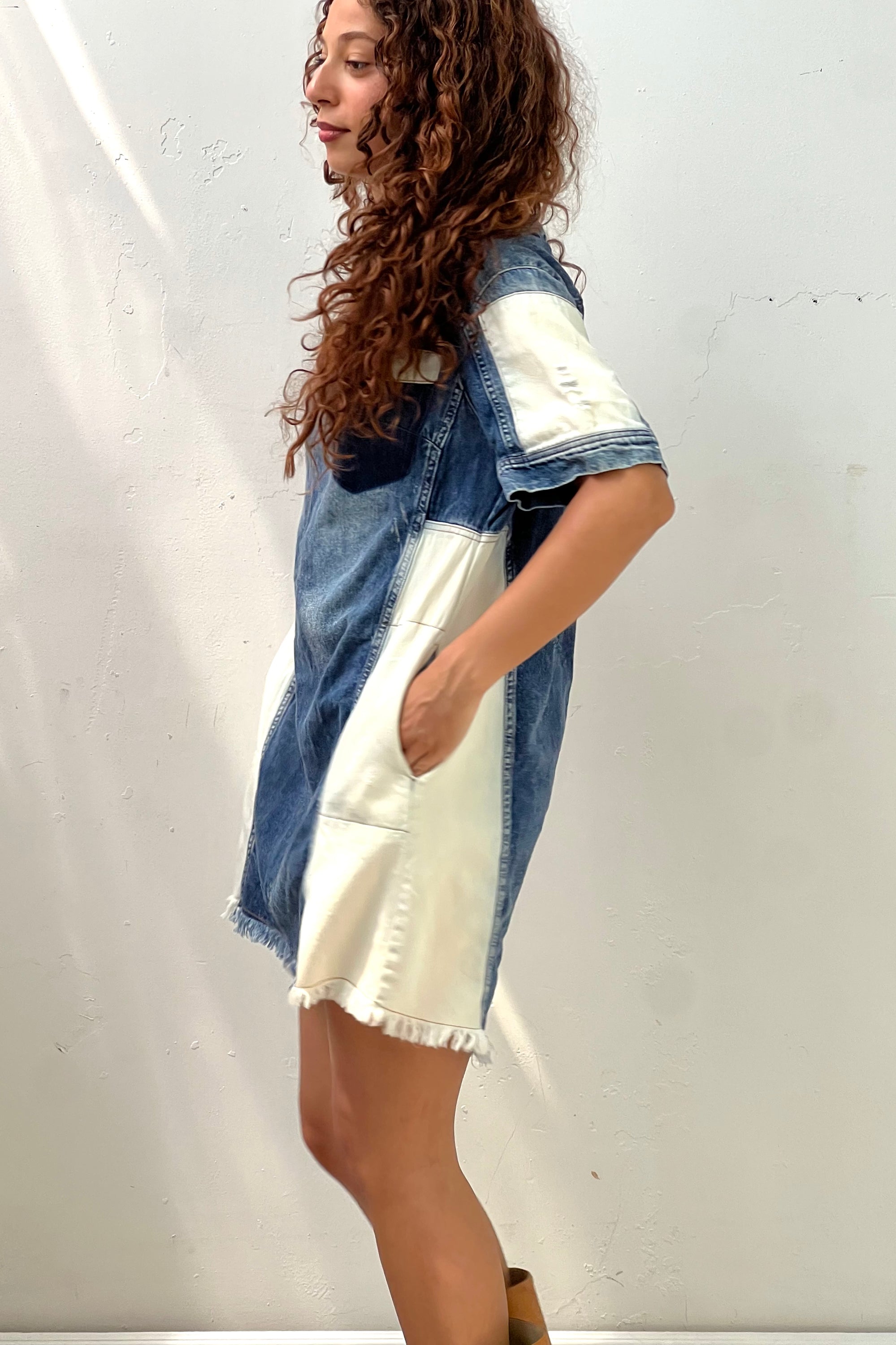 Vintage Patchwork Denim Mini Dress