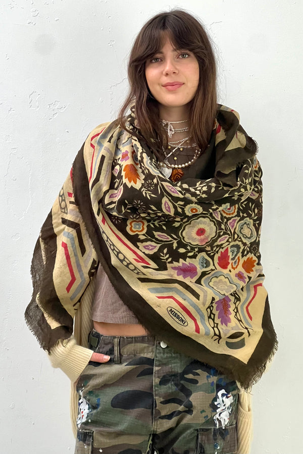 Vintage Missoni Shabby Wool Shawl Scarf, Wool