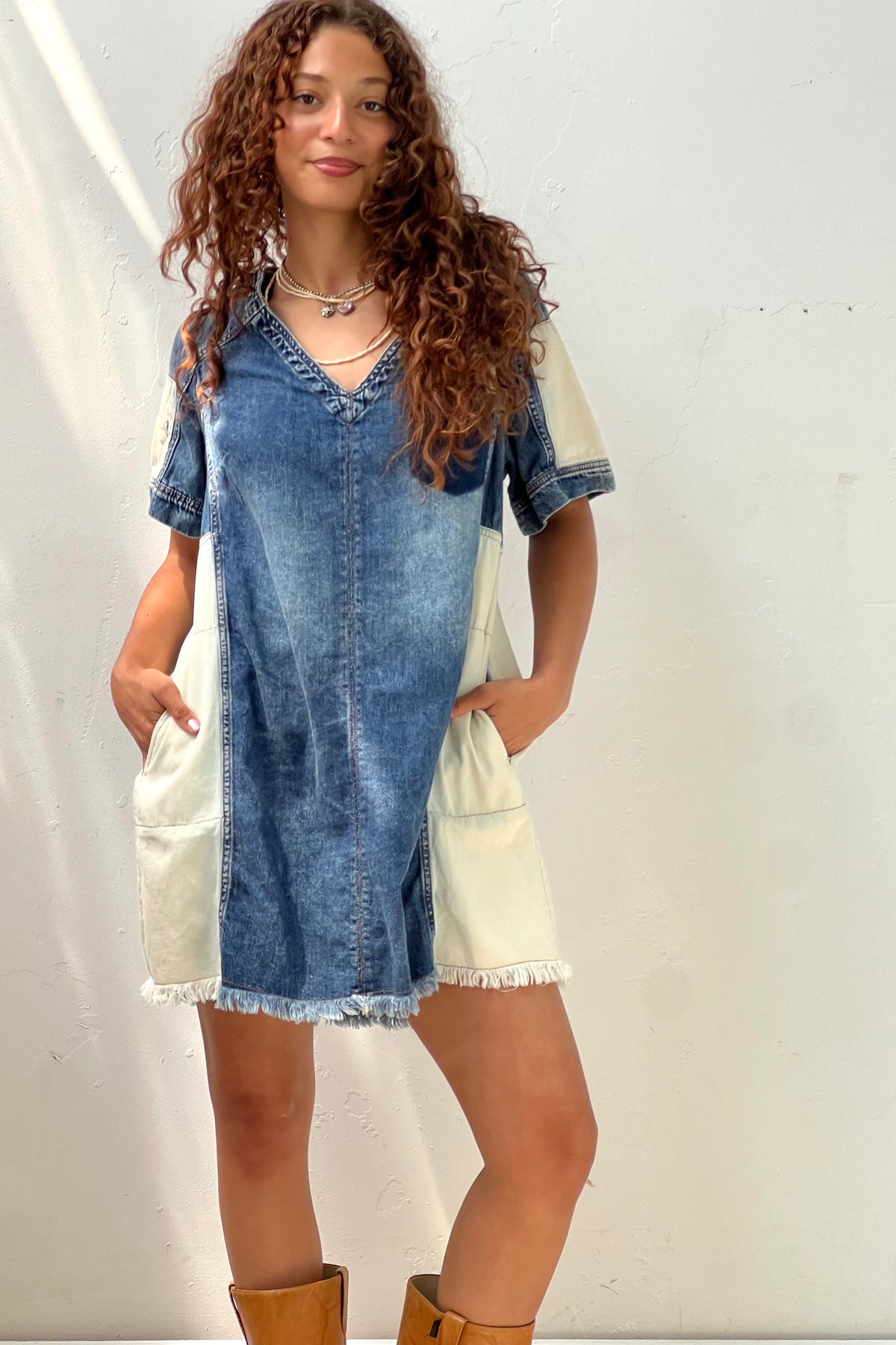 Vintage Patchwork Denim Mini Dress