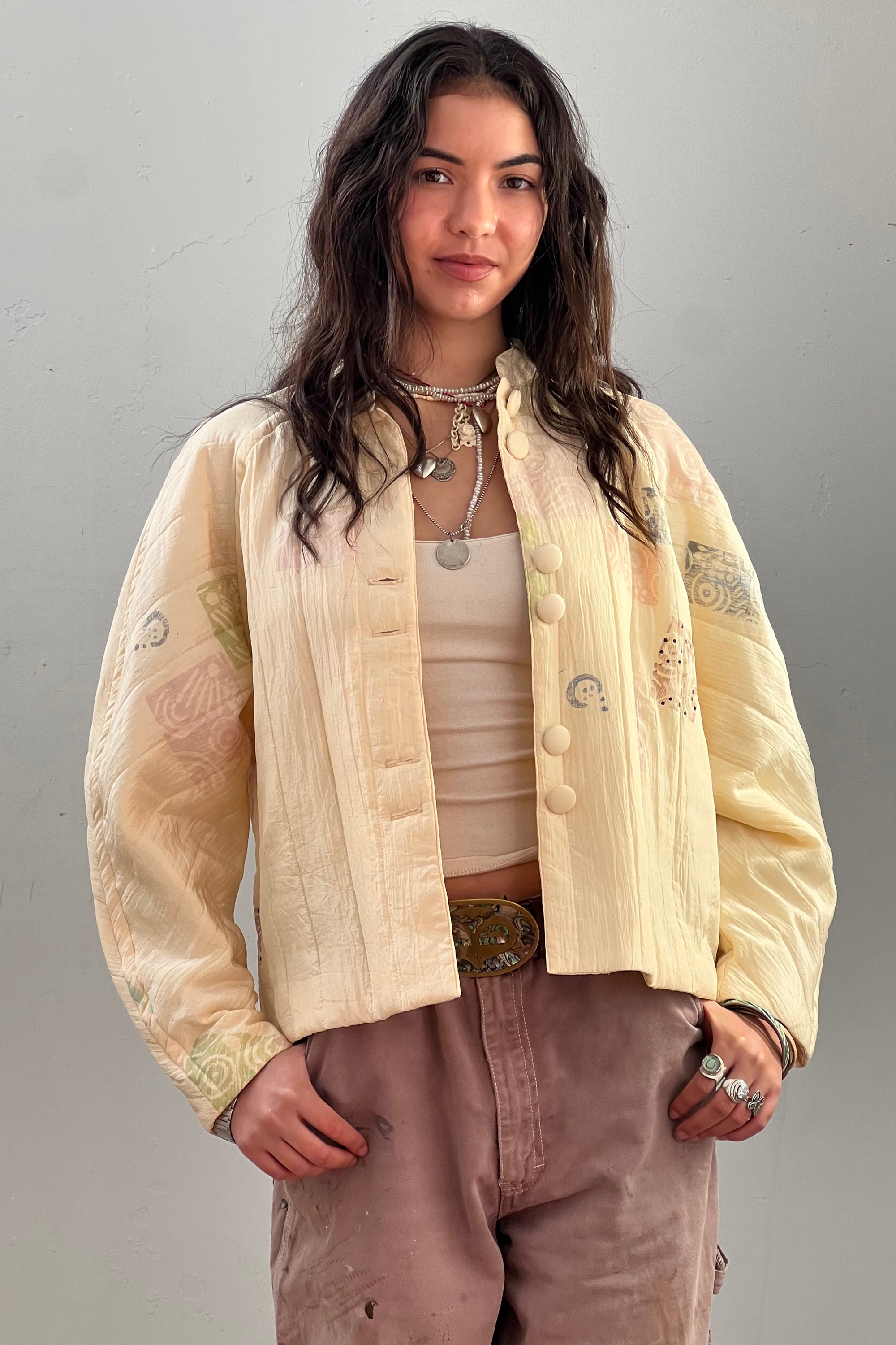 Vintage Silk Quilted Hand Painted Jacket Selected by Anna Corinna