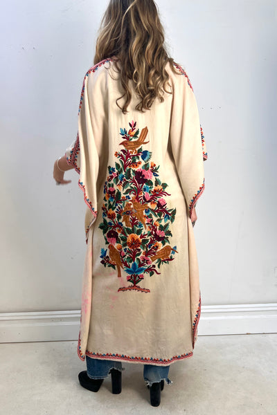Poncho Wool 1970s Maxi Hand Embroidered Vintage