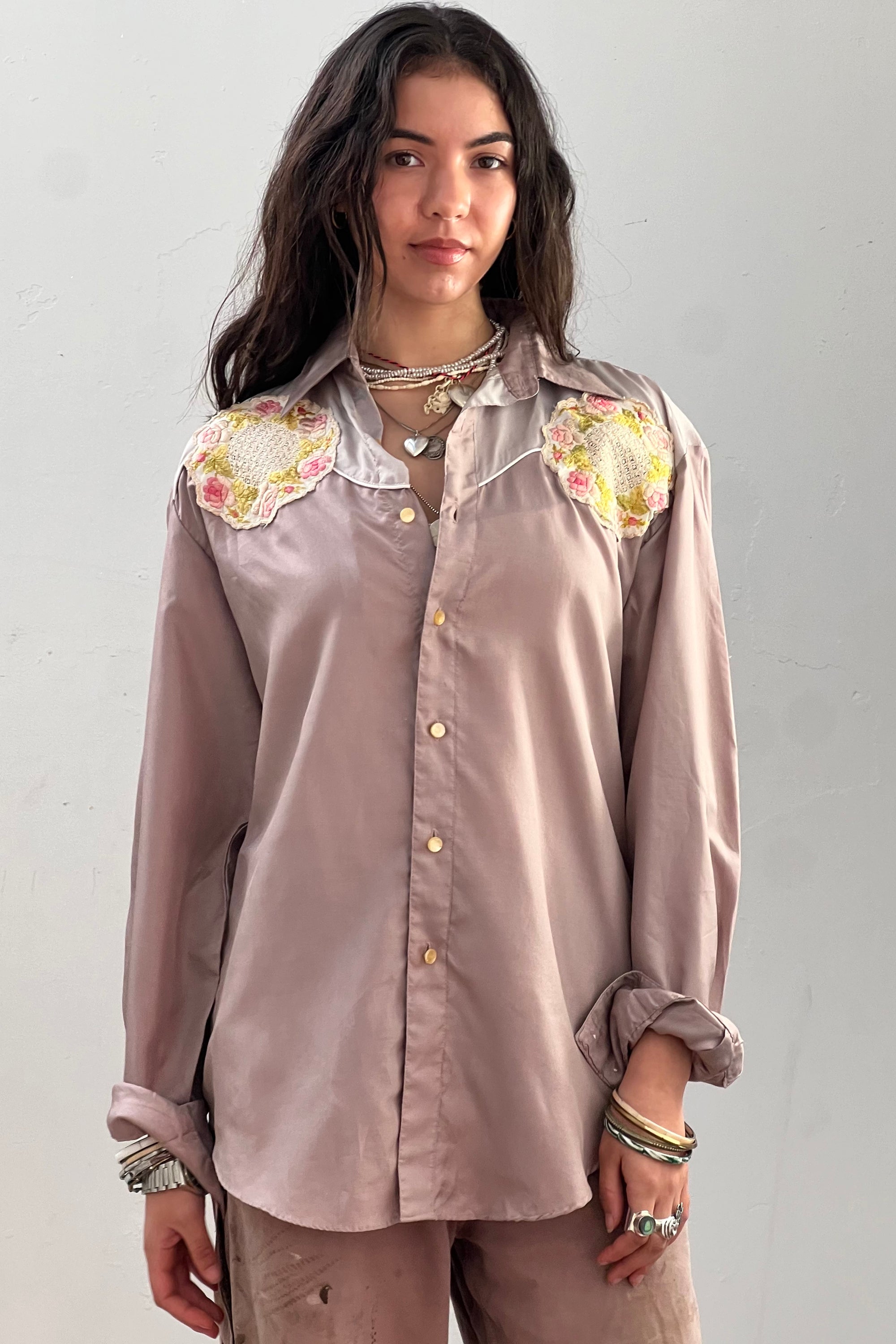 Anna Corinna Reworked Vintage Silky Western Shirt