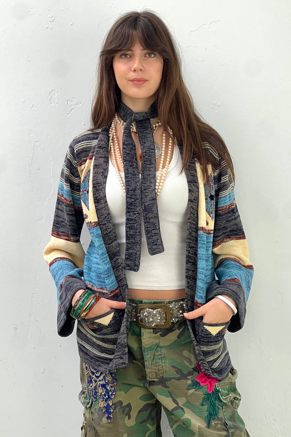 Vintage Belted Cardi Sweater, Acrylic